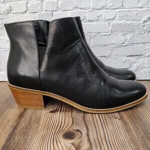 Cole Haan Women's Abbot Ankle Boots US 8.5 Black Leather Slip On Heels Classic